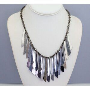 20 inch, Vintage Strip Bars Collar Silver Tone Necklace - CL1